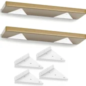 Zawiasy, okucia i inne akcesoria - białe trójkątne wsporniki półek, 23-centymetrowe żelazne wsporniki półek wiszących, metalowy wspornik ścienny do półek otwartych DIY - miniaturka - grafika 1