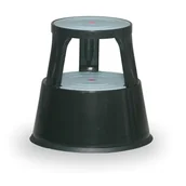 Drabiny - B2B Partner Taboret na kółkach, stalowy, czarny 6300-1 - miniaturka - grafika 1