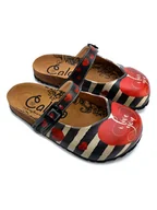 Klapki i japonki damskie - Calceo Chodaki w kolorze czarno-kremowo-czerwonym - miniaturka - grafika 1