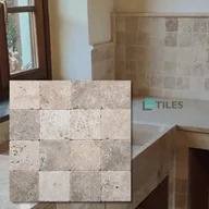 Kostki brukowe i krawężniki - Tiles Kamień dekoracyjny Tiles Tawertyn Blend Mix Bębnowany 10x10x1 cm - miniaturka - grafika 1