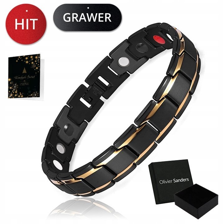 Męska Bransoletka Magnetyczna Czarna Zdrowotna Moc