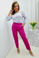 Bluzki damskie - Bluzka Blue w margaretki Biało-fioletowa 38 - miniaturka - grafika 1