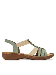 Rieker Sandały 60851-52 Zielony - Sandały damskie - miniaturka - grafika 1