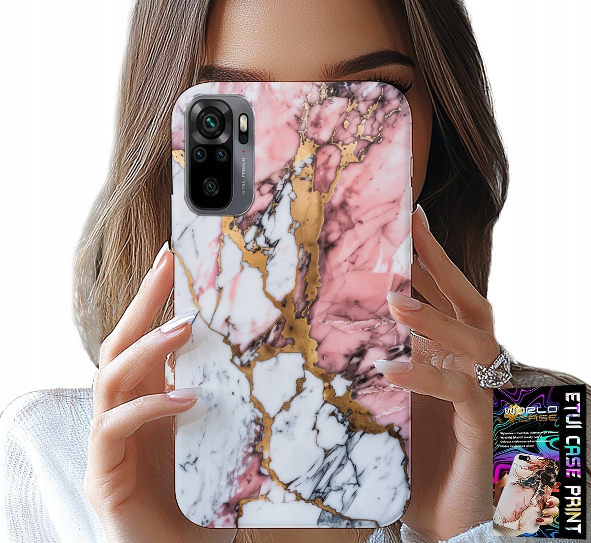 ETUI DO XIAOMI NOTE 10 / 10S - RÓŻOWO BIAŁY MARMUREK, KAMIENNE WZORY