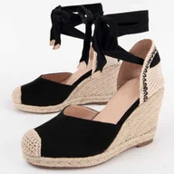 Espadryle damskie - Montevita Klin Esparto Balenci8 Czarny - miniaturka - grafika 1