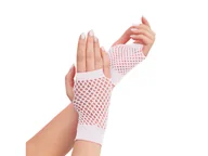 Dodatki do strojów karnawałowych - Rękawiczki z białej siatki - 11 cm - miniaturka - grafika 1