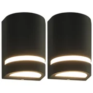 Lampy ogrodowe - vidaXL Zewnętrzne lampy ścienne, 2 szt., 35 W, czarne, półokrągłe - miniaturka - grafika 1