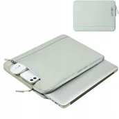 Torby na laptopy - Eleganckie etui na laptopa 15,6 z kieszonką na suwak ZIELONY - miniaturka - grafika 1