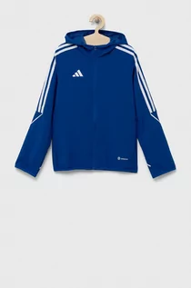 Bluzy dla dziewczynek - adidas Performance bluza dziecięca TIRO23 L WB Y kolor niebieski z kapturem gładka - grafika 1