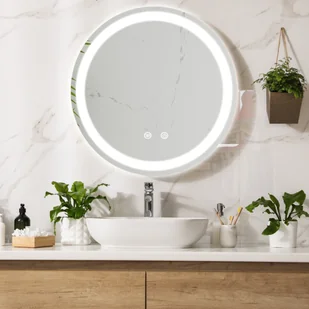 Lustro łazienkowe LED 'Maratea' Ø70cm 3 kolory światła Dotykowe i przeciwmgielne srebrne - Lustra - miniaturka - grafika 1