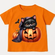Koszulki dla dziewczynek - Pomarańczowa koszulka z dynią na Dzień Dyni - kotdynia23 - miniaturka - grafika 1