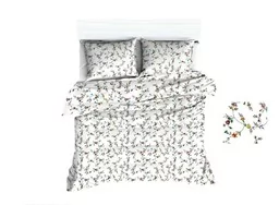 Extrapościel Pościel bawełniana 180x200 1682E biała kwiatuszki żółte czerwone 1126N - Pościel - miniaturka - grafika 1