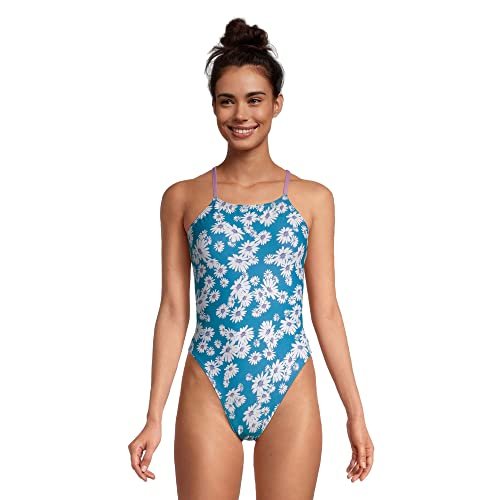 Speedo Damski kostium kąpielowy jednoczęściowy wytrzymały wytrzymały podwójny pasek z tyłu Niebieski klejnot 32