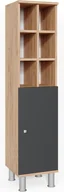 Szafki łazienkowe - Vicco Szafka łazienkowa Fynn, 30 x 130.6 cm duże drzwi, Antracyt/Złoty dąb energetyczny - miniaturka - grafika 1