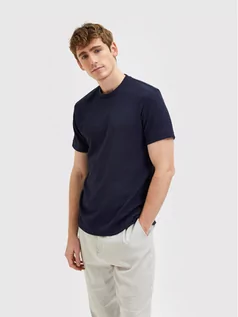 Koszulki męskie - Selected Homme T-Shirt Eshan 16084630 Granatowy Regular Fit - grafika 1