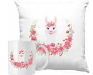 Gadżety dla niej i dla niego - ZESTAW PODUSZKA + KUBEK Alpaka Kolorowa Pomysł Na Prezent +IMIĘ #2 - miniaturka - grafika 1