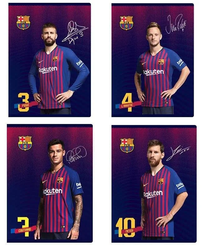 Zeszyt A5 60 kartek w kratkę z marginesem FC Barcelona Barca 10szt ASTRA