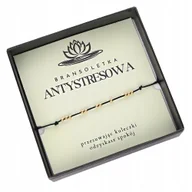 Bransoletki - Bransoletka Złote Kulki AntyStresowa Sznurek 925 Prezent Karteczka Srebro - miniaturka - grafika 1