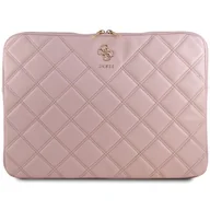 Torby na laptopy - Guess Quilted 4G Sleeve - Etui na notebooka 15" / 16" (różowy) - miniaturka - grafika 1