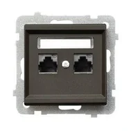 Gniazdka elektryczne - Ospel Gniazdo komputerowe 2x RJ45 kat. 5e czekoladowy metalik GPK-2R/K/m/40 SON - miniaturka - grafika 1
