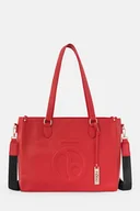 Torebki damskie - Czerwona shopperka Nobo z wytłoczonym logo - miniaturka - grafika 1