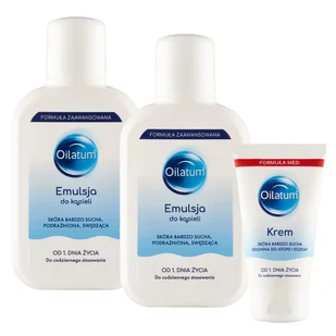 Zestaw Oilatum Formuła Zaawansowana, emulsja do kąpieli, od 1 dnia życia, 2 x 250 ml + krem, skóra sucha, bardzo sucha, skłonna do atopii i alergii, 150 g za 1 grosz - Kosmetyki kąpielowe dla dzieci - miniaturka - grafika 1