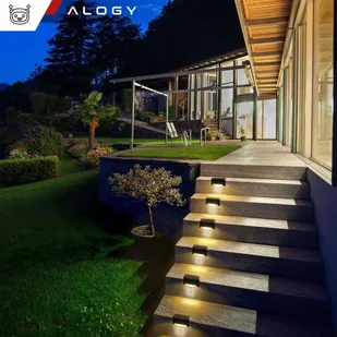 Lampa solarna ogrodowa LED na taras balkon schody balustradę z czujnikiem zmierzchu akumulator AAA czarna - Lampy ogrodowe - miniaturka - grafika 18