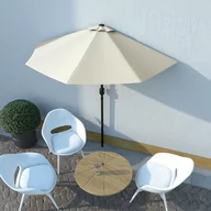 Parasole ogrodowe - vidaXL Półparasol na słupku aluminiowym, 270x135 cm, piaskowy - miniaturka - grafika 1