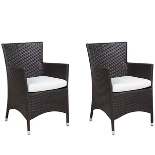 Beliani Zestaw 2 krzeseł ogrodowych ciemnobrązowy poducha biała ITALY - Fotele i krzesła ogrodowe - miniaturka - grafika 1