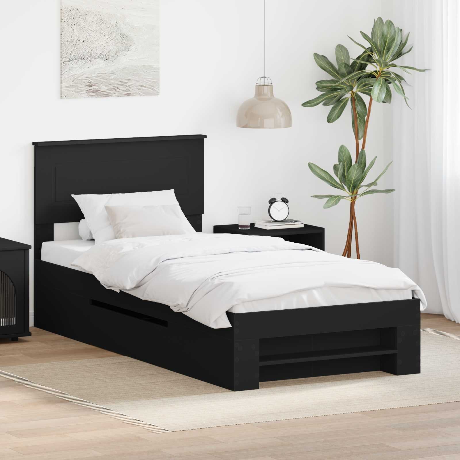 vidaXL Ramka łóżka Czarny 80 x 200 cm Materiał drewnopochodny
