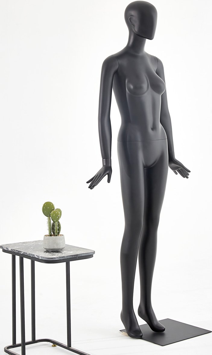 D6-8 piękna kobieta czarny damski manekin kobieta stojąca czarny matowy lakierowany kobieta uszy uformowane szykowne i eleganckie wysokiej jakości