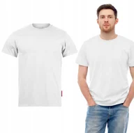 Koszulki męskie - Biały T-shirt Męski Gładki Bawełniany Biała Koszulka Męska Gładka Roz. L - miniaturka - grafika 1