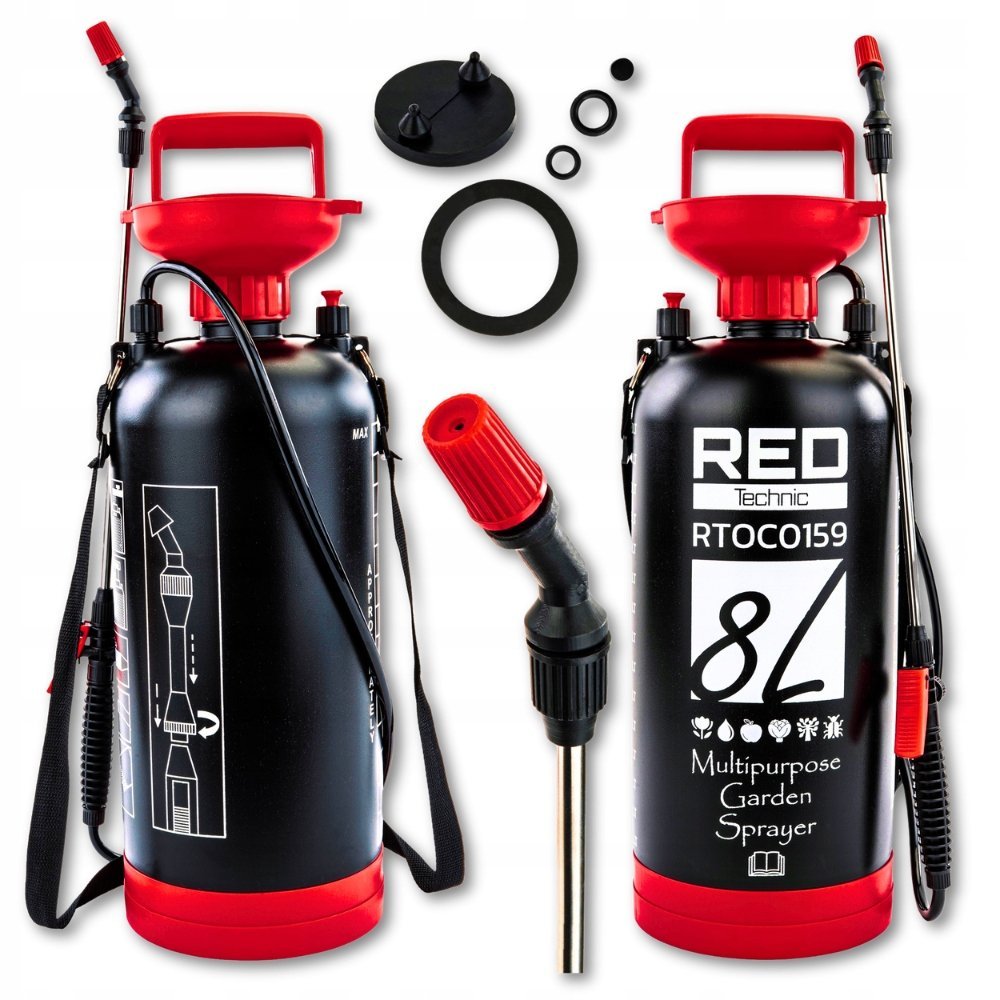 Ręczny OPRYSKIWACZ ciśnieniowy ogrodowy REGULOWANY strumień - 8 litrów