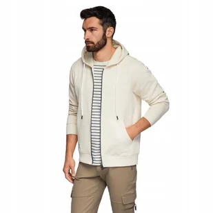Męska bluza dresowa BASIC rozpinana z kapturem kremowa V11 OM-SSBZ-0178 M - Bluzy męskie - miniaturka - grafika 1