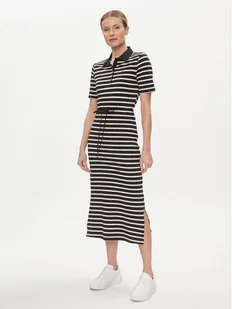 Tommy Hilfiger Sukienka codzienna Reg Breton Midi Polo Dress Ss WW0WW42030 Czarny Regular Fit - Sukienki - miniaturka - grafika 1