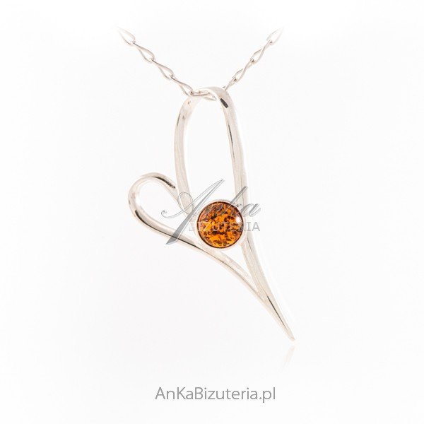 ankabizuteria.pl Srebrna zawieszka PIĘKNE SERCE z bursztynem