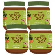Słodkie kremy i masła - Super Fudgio Krem pistacjowo-kakaowy Zestaw 4 x 190 g Bio - miniaturka - grafika 1
