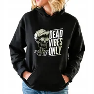 Bluzy damskie - Bluza Z Kapturem Damska Czarna DEAD VIBES ONLY Mix Wzorów Rozmiar M - miniaturka - grafika 1