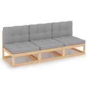 Sofy ogrodowe - vidaXL 3-osobowa sofa z poduszkami lite drewno sosnowe 3076349 - miniaturka - grafika 1