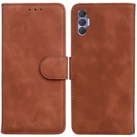 Etui i futerały do telefonów - Dla Tecno Spark 8P Skórzane etui na telefon Pure Color Flip Brown - miniaturka - grafika 1