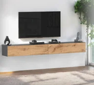 Szafki RTV - Szafka Rtv Wisząca 280cm Loft Pojemna Pod Telewizor Salon Szary Dąb Wotan - miniaturka - grafika 1