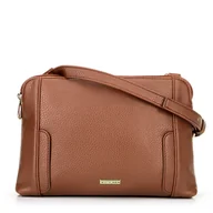 Torebki damskie - Damska torebka crossbody dwukomorowa brązowa - miniaturka - grafika 1