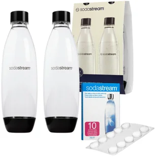 SodaStream Butelki 1L Fuse Dwupak Czarne do Saturatorów + Tabletki odkamieniające SodaStream 10 tabletek 200g - Saturatory SodaStream Butelki 1L Fuse Dwupak Czarne do Saturatorów + Tabletki odkamieniające SodaStream 10 tabletek 200g - Saturatory - miniaturka - grafika 1