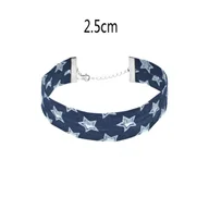 Naszyjniki - CHOKER w gwiazdki GRANATOWY zapinany 2,5 CM - miniaturka - grafika 1