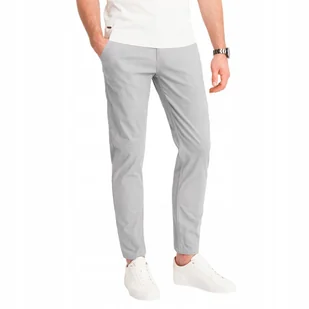 Spodnie męskie chino z ozdobną taśmą w pasie - szare V6 OM-PACP-0118 S - Spodnie męskie - miniaturka - grafika 1