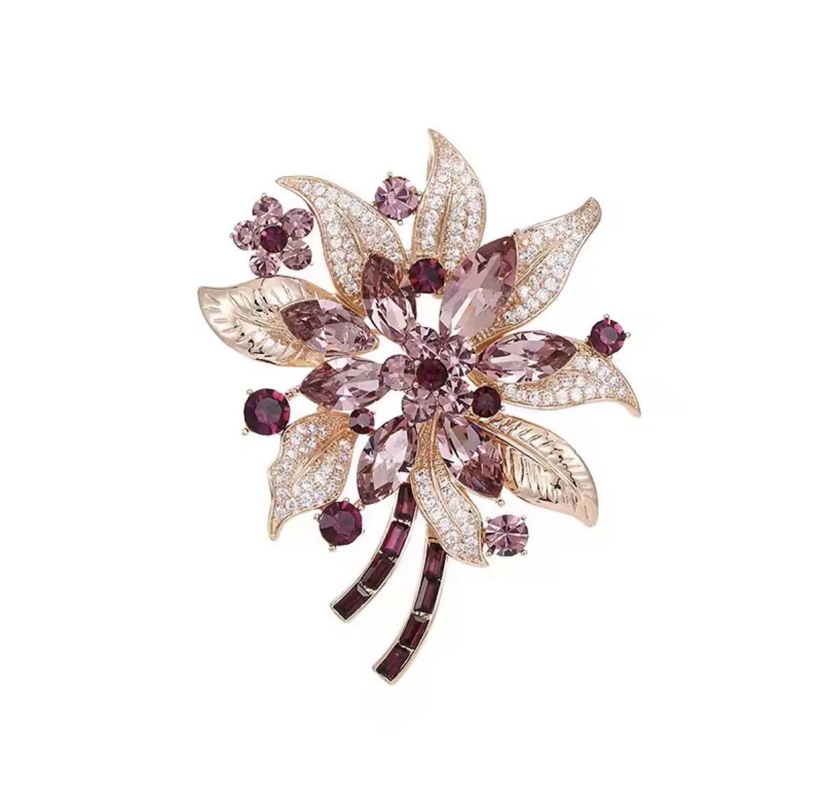 Broszka Rose Blush Bouquet luxury Crystal Brooch