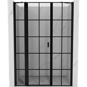 Ścianki i drzwi prysznicowe - Mexen Mist drzwi prysznicowe uchylne lewe 145 cm, czarna kratka, czarne - 8A4-145-001-70-77-L - miniaturka - grafika 1