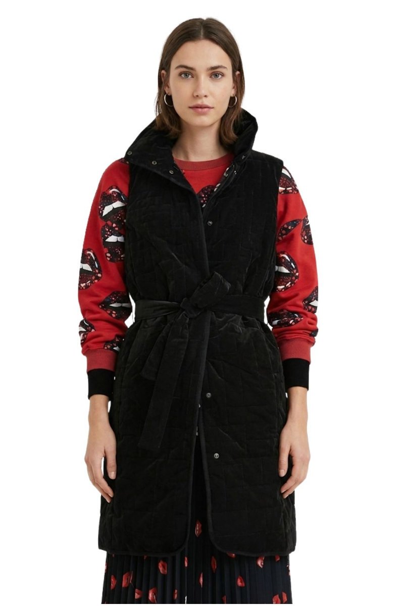 Bezrękawnik damski Desigual Tops Template czarny długi -XS