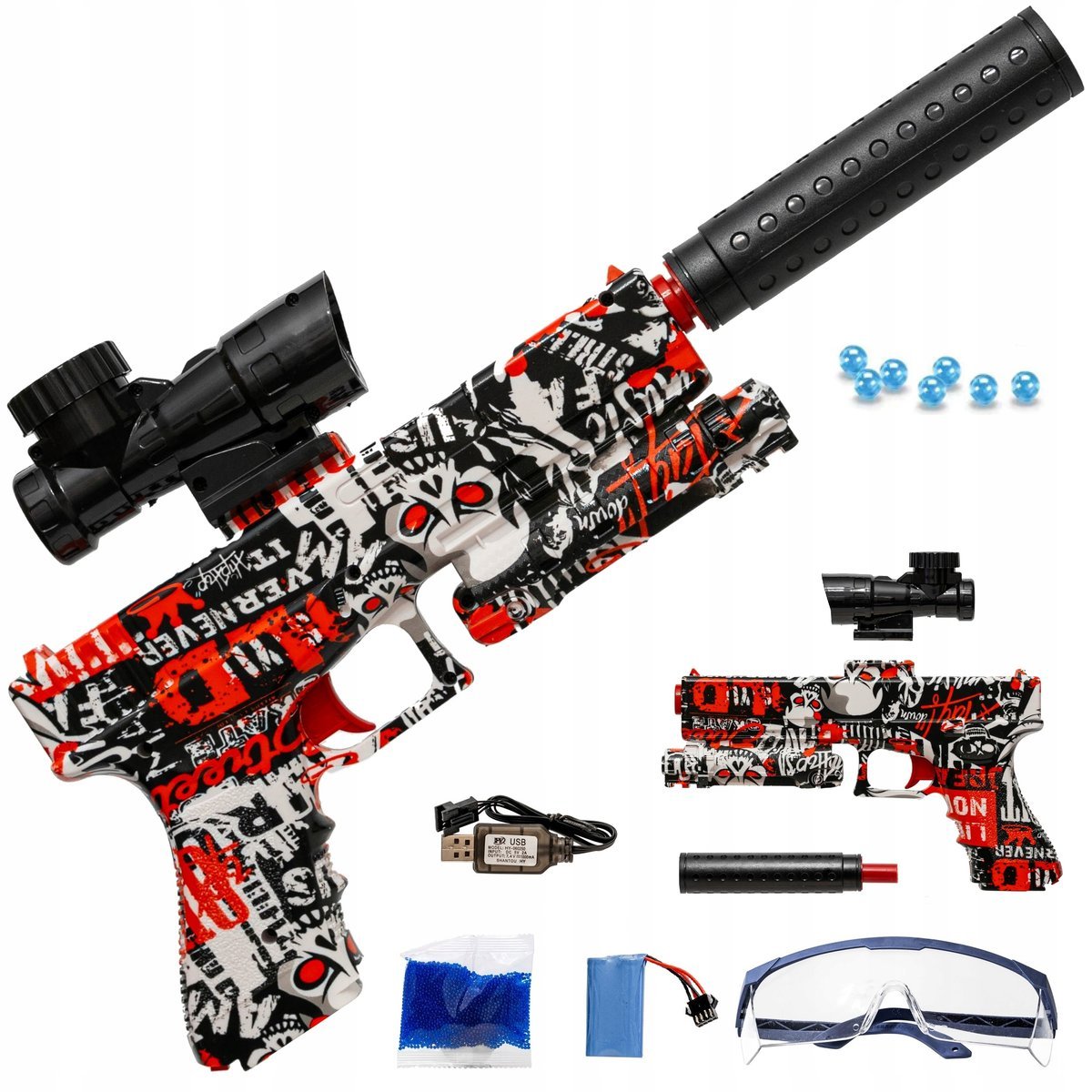 Pistolet Automatczny Na Kulki Żelowe Z Tłumikiem Pistolet Na Kulki Wodne