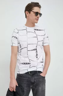 Koszulki męskie - Armani Exchange t-shirt bawełniany kolor biały wzorzysty - grafika 1